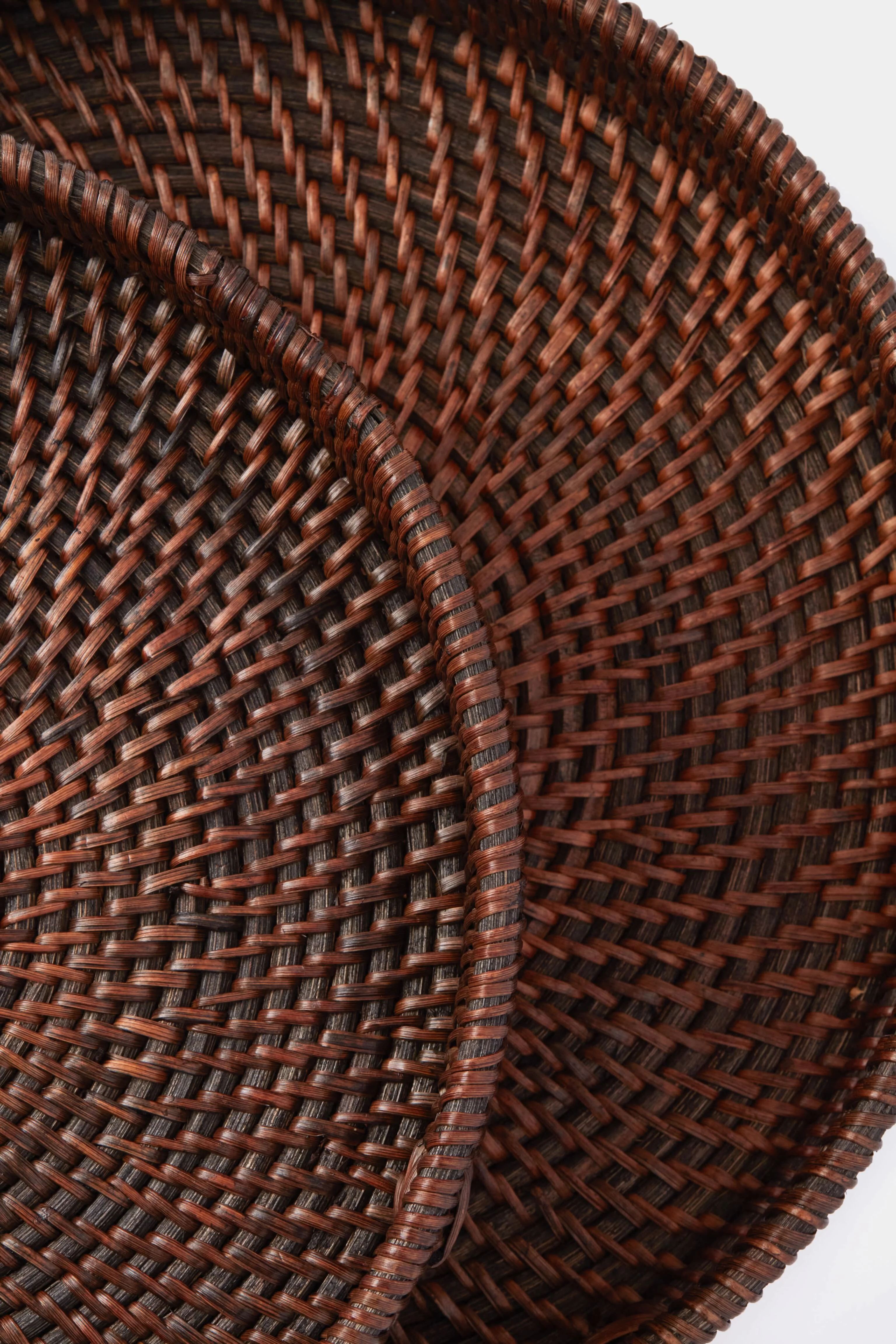 Dark Brown Rattan Round Trays Set of 2 - Image 6