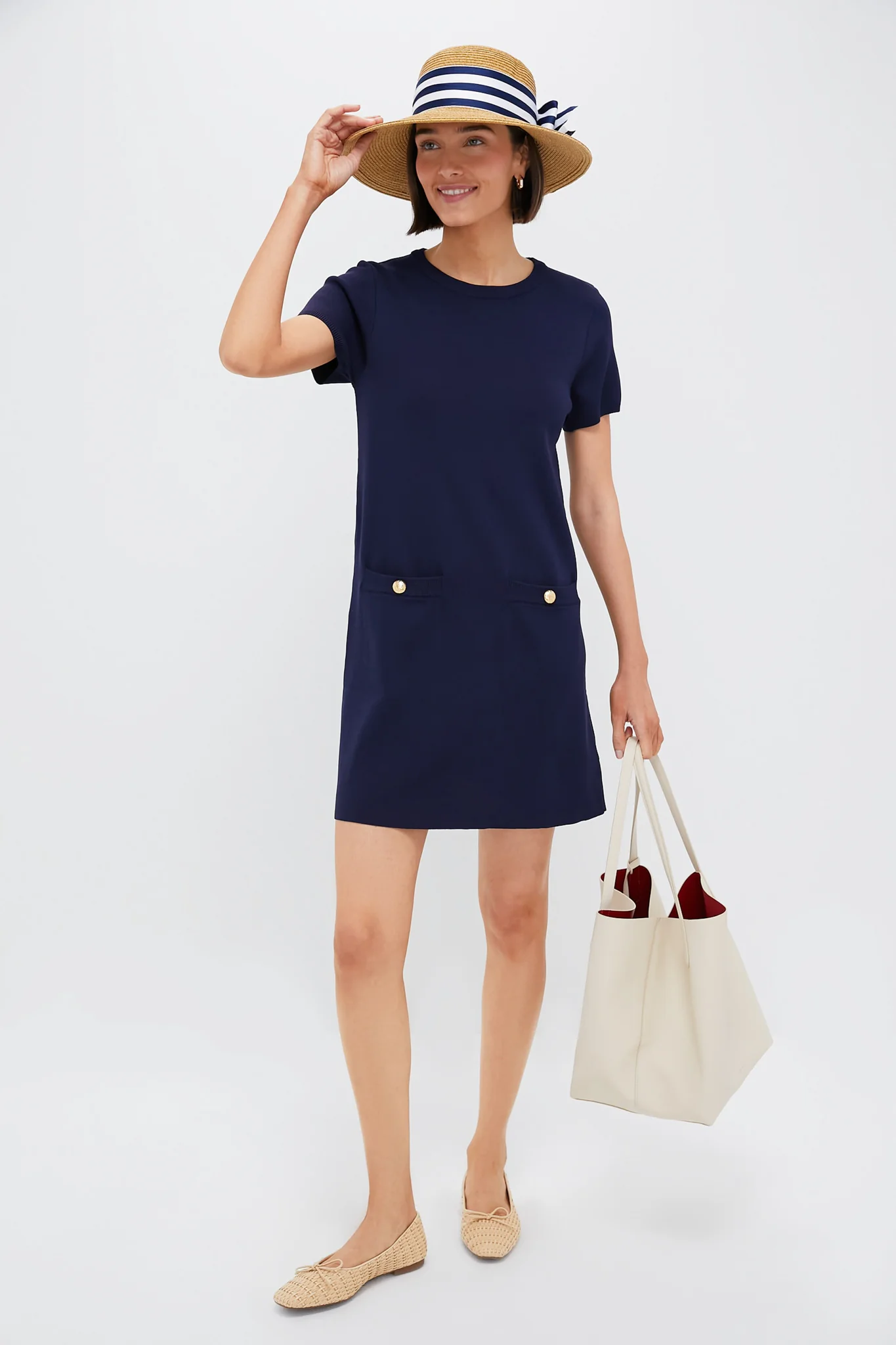 Exclusive Striped Packable Wide Bow Sunhat - Image 3