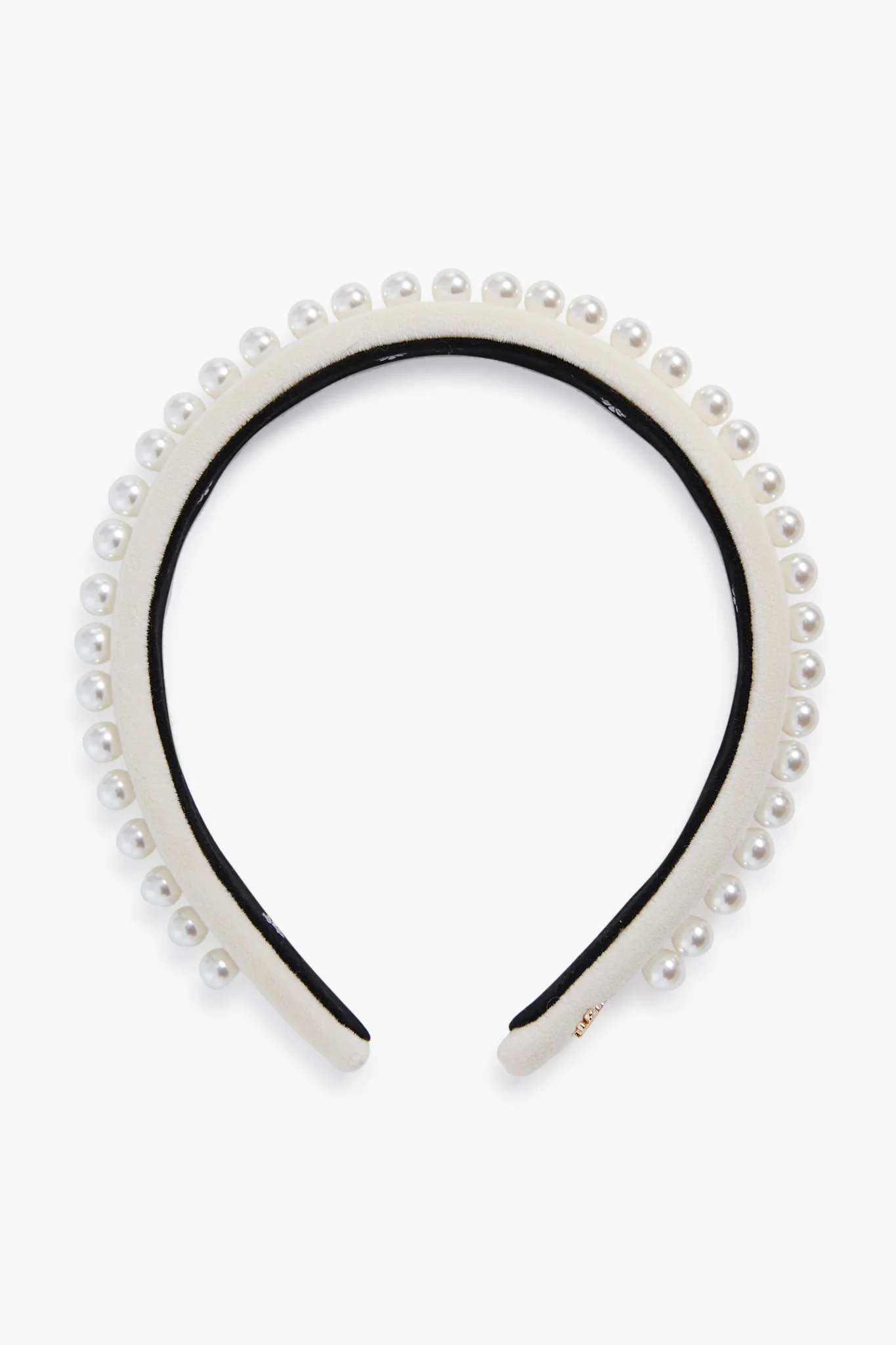 Ivory Pearl Embellished Velvet Gigi Headband - Image 3