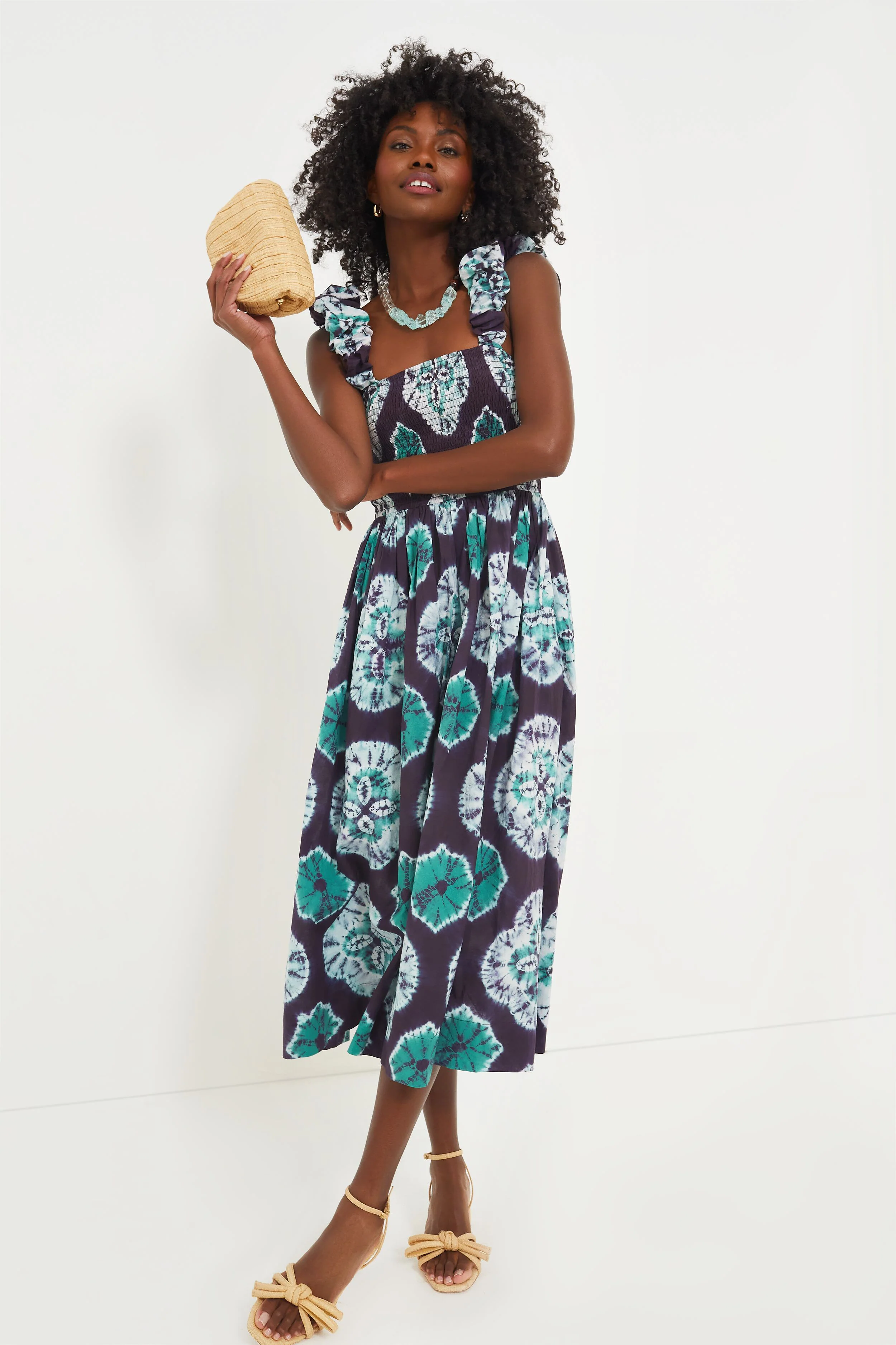 Natural Raffia Bailey Pleated Clutch - Image 3