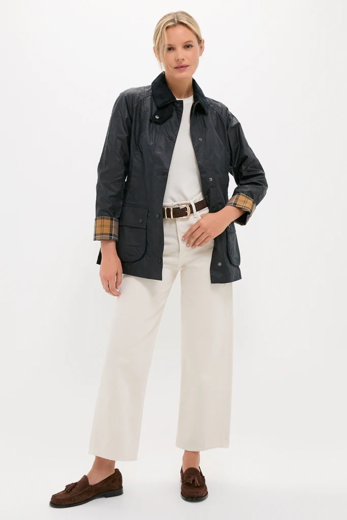 Navy Beadnell Wax Jacket - Image 6