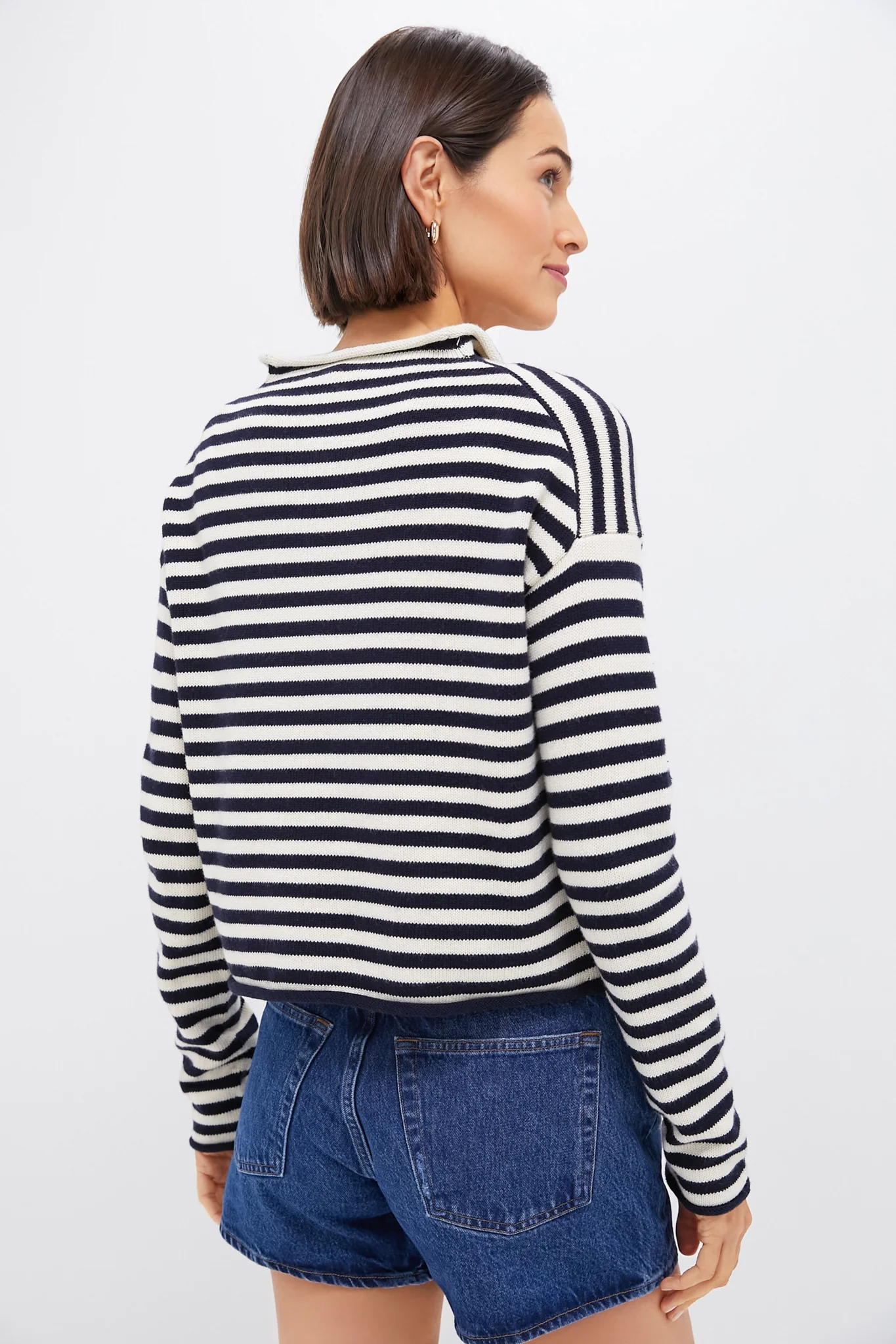 Navy and Ivory Stripe Taylor Cardigan - Image 4